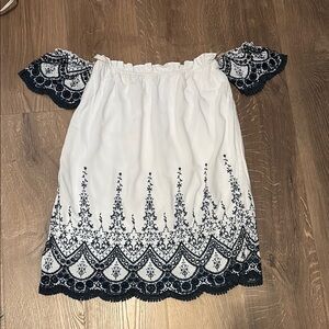 White and Black Off-Shoulder Dress